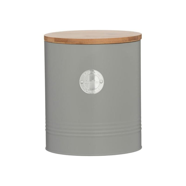 Stylish grey 3.4L cookie storage jar with bamboo lid for airtight freshness and eco-friendly kitchen organization.