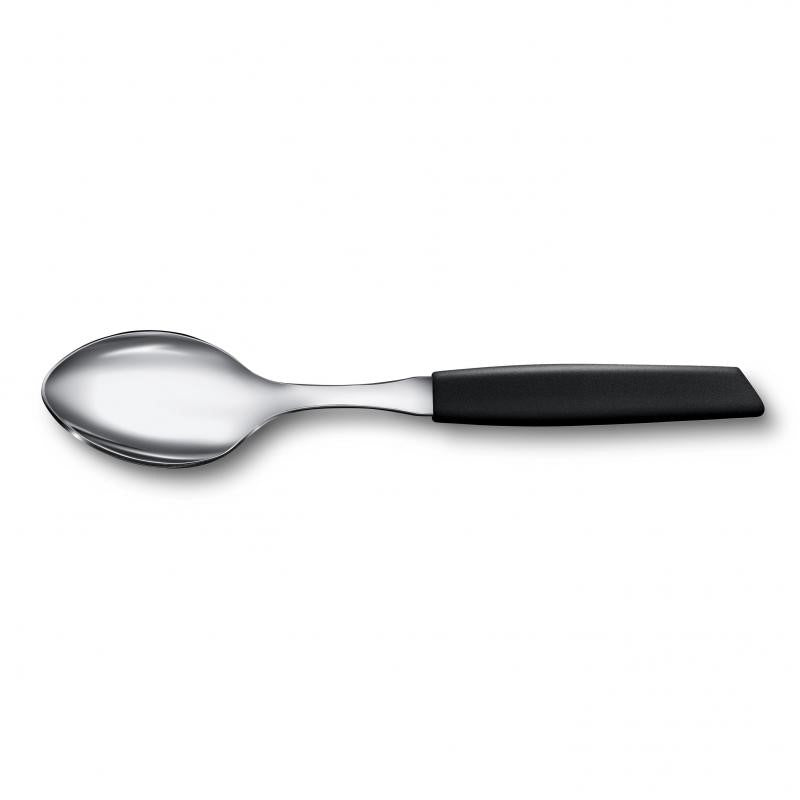 Victorinox Swiss Modern Tea Spoon in sleek black, crafted from stainless steel with a comfortable handle for elegant dining.