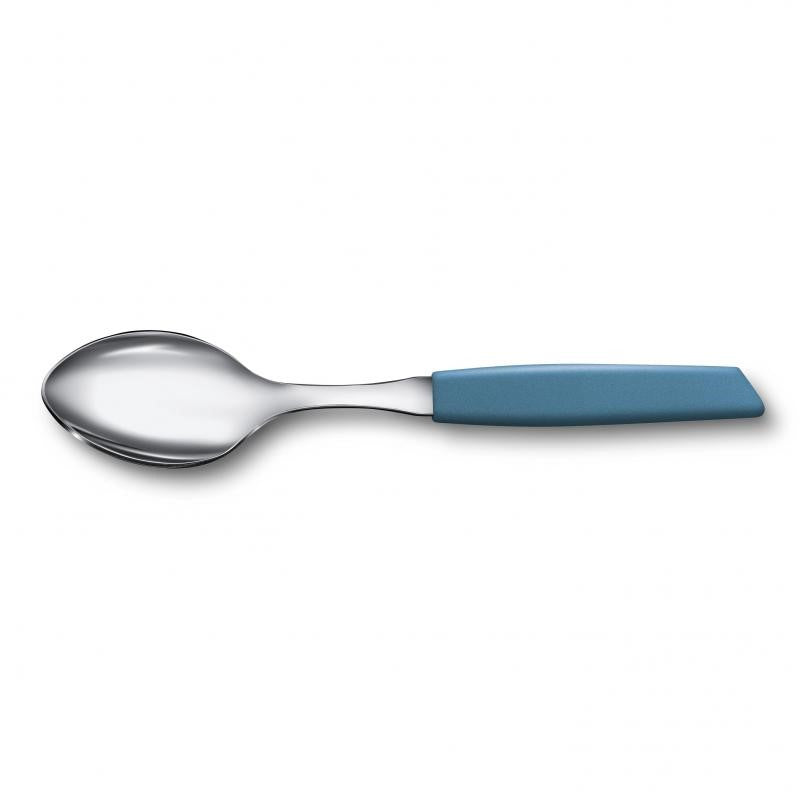 Victorinox Swiss Modern tea spoon in vibrant cornflower, crafted from stainless steel with a sleek ergonomic handle.