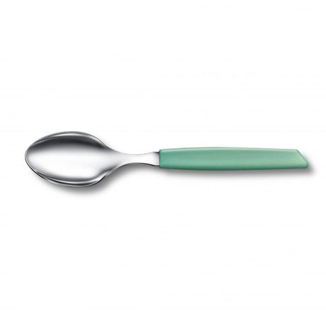 Mint-colored Victorinox Swiss Modern Table Spoon with stainless steel head and slip-proof handle, perfect for stylish dining.