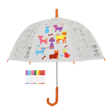 Colorful DIY kids umbrella featuring adorable dog patterns, designed for creative play and rain protection.