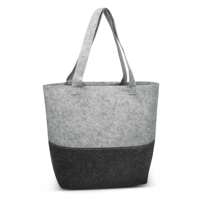 Set of 5 stylish grey tote bags with long handles and expandable gusset, perfect for shopping and everyday use.