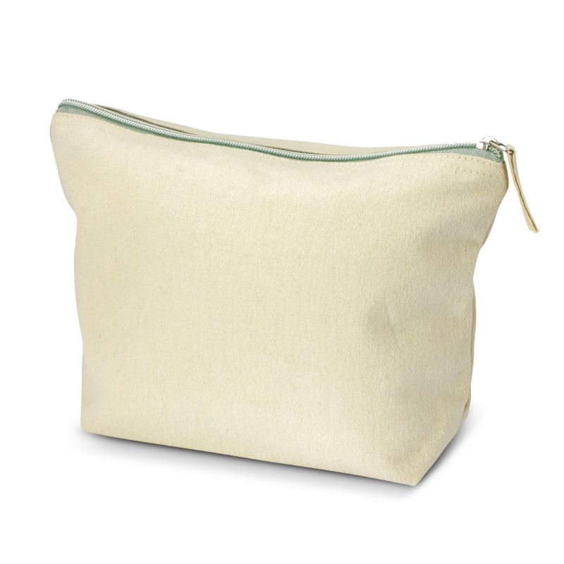 Eve Cosmetic Bag set of 5, large unbleached cotton pouches with zippered closure for beauty and travel organization.