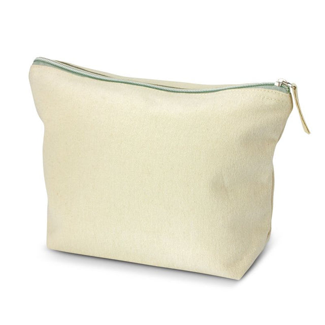 Eve Cosmetic Bag set of 5, large unbleached cotton pouches with zippered closure for beauty and travel organization.