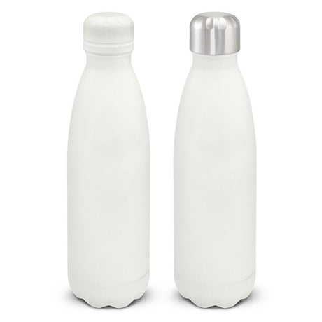 Sleek white 500ml vacuum bottle, double wall insulated, keeps drinks cold for 24 hours or hot for 12, BPA-free, durable design.