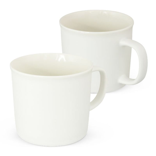 Set of 5 elegant white porcelain coffee mugs, each 330ml, perfect for enjoying hot beverages in style.