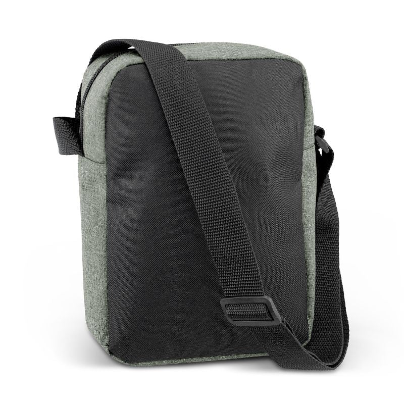 Set of five stylish grey travel bags, 24cm each, featuring adjustable straps and multiple zippered pockets for organized storage.