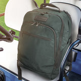 Charcoal Titleist Players Backpack with adjustable straps, spacious compartments, and side drink sleeves, perfect for golfers and travelers.