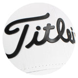 White Titleist Performance Ball Marker Cap with moisture-wicking fabric, UV protection, and integrated ball marker for golfers.