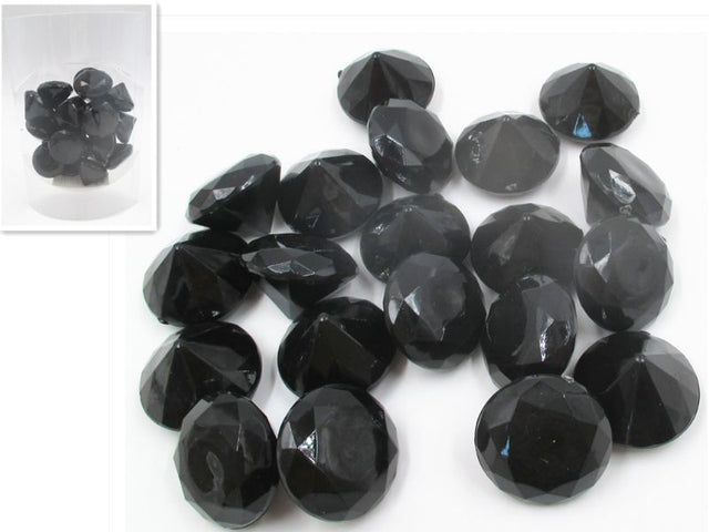 Black solid plastic crystals in 12 packs, ideal for crafting, home decor, and event decorations, adding elegance and sparkle.