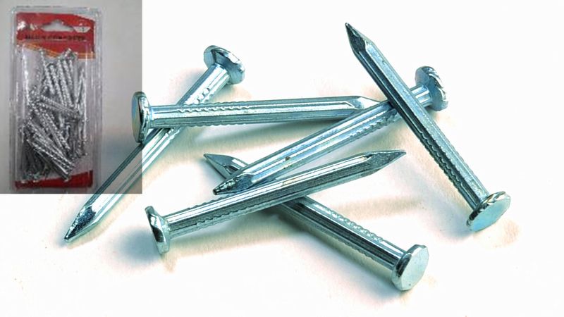 Durable 1.5" concrete nails in 12 packs, perfect for securing fixtures and framing in various building projects.