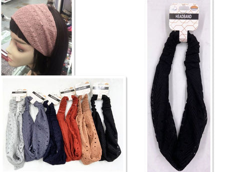 Vibrant set of 6 assorted knitting headbands, 26cm each, perfect for style and function during various activities.