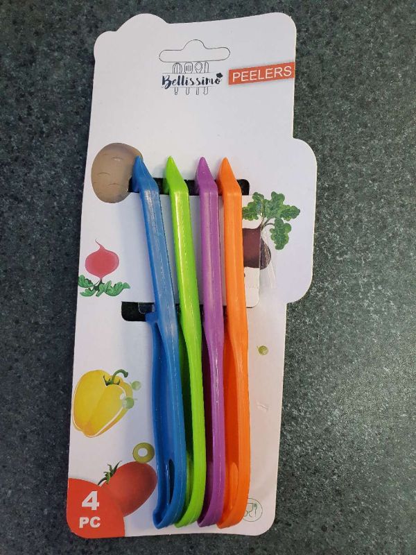 Set of 48 high-quality kitchen peelers in 12 packs, designed for efficient peeling of various fruits and vegetables.