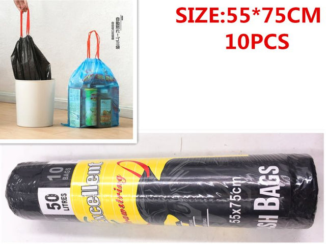 Durable drawstring garbage bags (75cm) - 120-count for efficient waste management in homes and events.