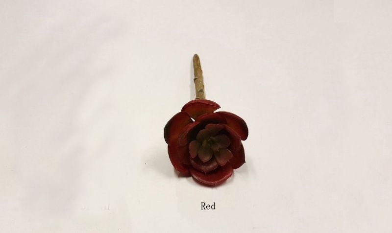 Vibrant small red artificial succulent, perfect for enhancing home decor with elegance and zero maintenance.