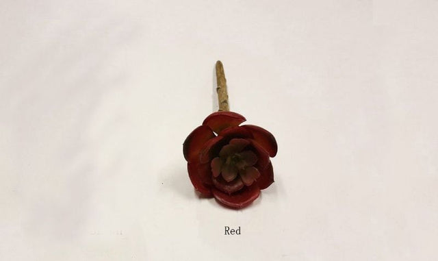 Vibrant small red artificial succulent, perfect for enhancing home decor with elegance and zero maintenance.