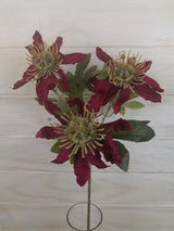 Vibrant red artificial passion fruit flower spray, perfect for home decor and event arrangements.