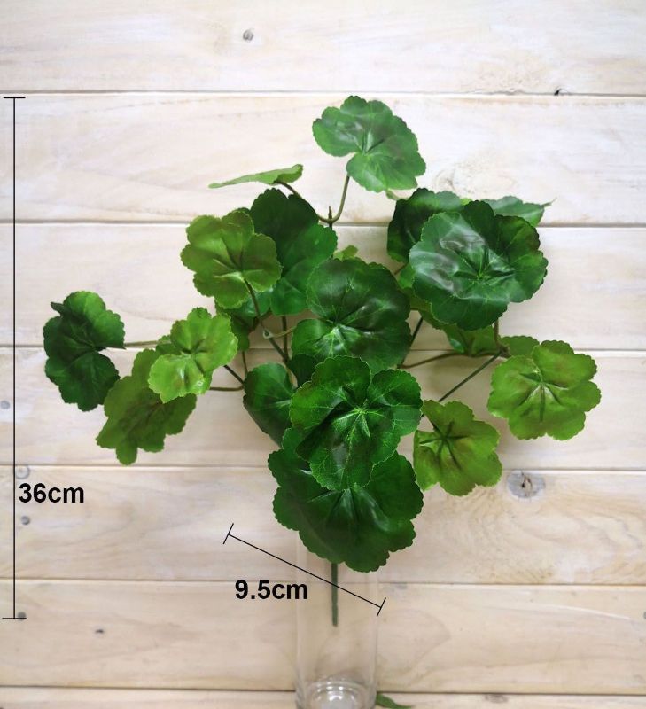 Lifelike green artificial geranium leaf bush, perfect for low-maintenance indoor and outdoor decor.
