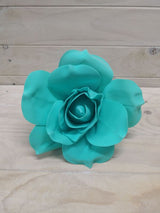 Large teal artificial flower head (20cm) for elegant home decor, weddings, and DIY floral arrangements.