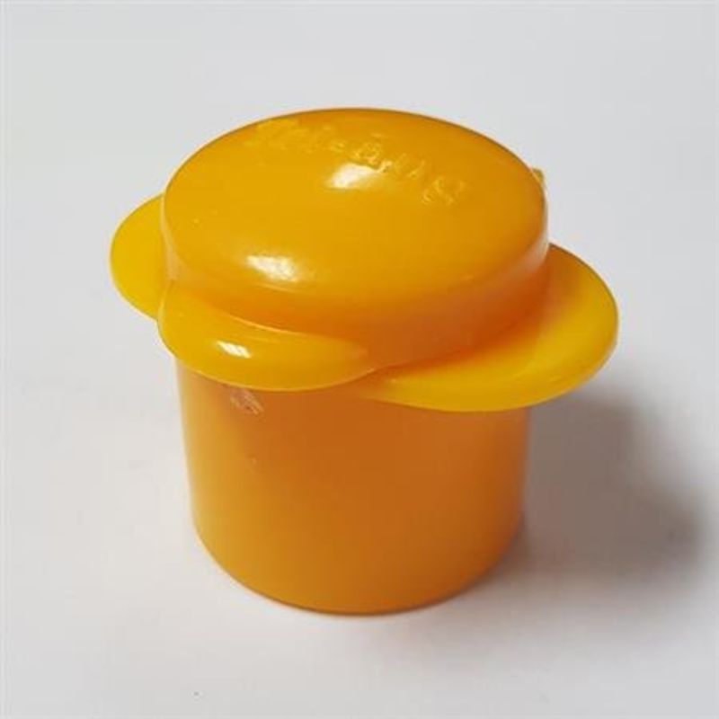 Vibrant yellow push pole cap for Tri-ang Tuff Trike, ensuring snug fit and enhanced safety during playtime.
