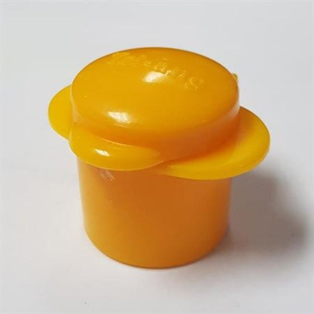 Vibrant yellow push pole cap for Tri-ang Tuff Trike, ensuring snug fit and enhanced safety during playtime.