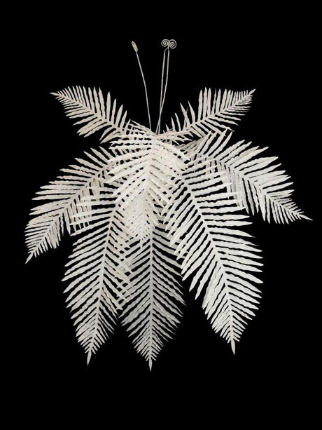 Large white artificial fern bush, elegantly mimicking real ferns, perfect for home decor and events, lightweight, and maintenance-free.
