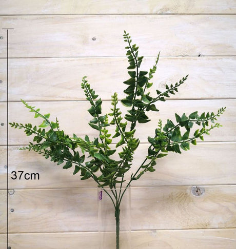 Lifelike green artificial rattan leaf bush, ideal for low-maintenance home and office decor, UV-resistant and eco-friendly.
