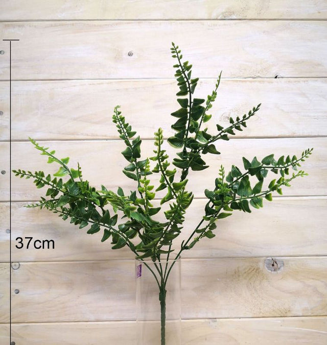 Lifelike green artificial rattan leaf bush, ideal for low-maintenance home and office decor, UV-resistant and eco-friendly.