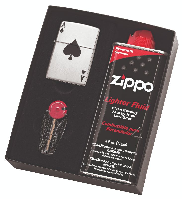 Zippo Lighter - #24011 Lucky Ace With Fluid And Flints