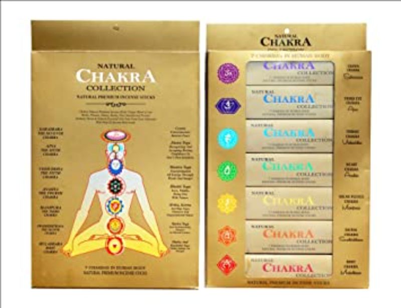 Ayurvedic 7 Chakra Collection box featuring 7 packets of incense sticks for balance, relaxation, and spiritual wellness.