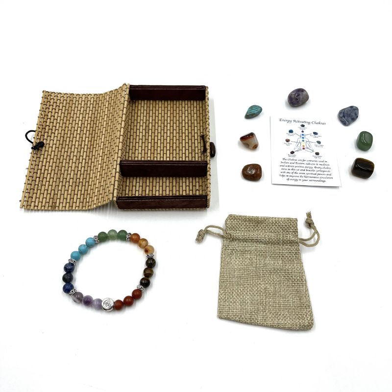 Chakra Stone Bracelet Set - Ohm Bead/ Chakra Tumbles