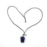 Braided Stone Lapis Lazuli Necklace featuring deep blue hues and gold speckles, perfect for layering or solo wear.