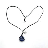 Braided stone sodalite necklace with deep blue hues, unique design, 75cm long, enhances style and offers emotional balance.