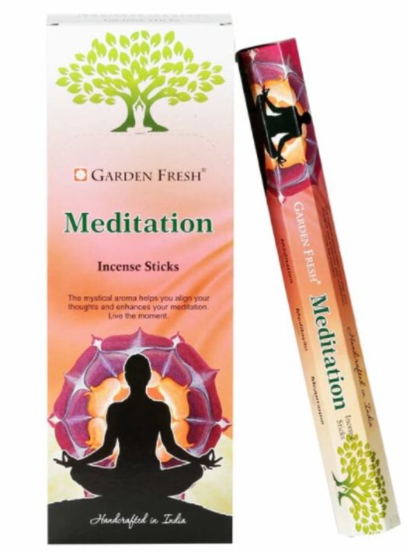 Garden Fresh Meditation Hexa incense box with 6 packs, featuring calming herbal and floral aromas for meditation and relaxation.