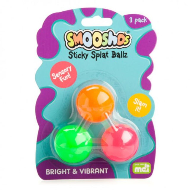 Vibrant Smoosho's Sticky Splat Ballz (Set of 3) for fun sensory play, stress relief, and tactile enjoyment.