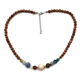 Goldstone Solar System Necklace featuring 0.6cm beads, designed for astronomy lovers with a celestial-inspired theme.