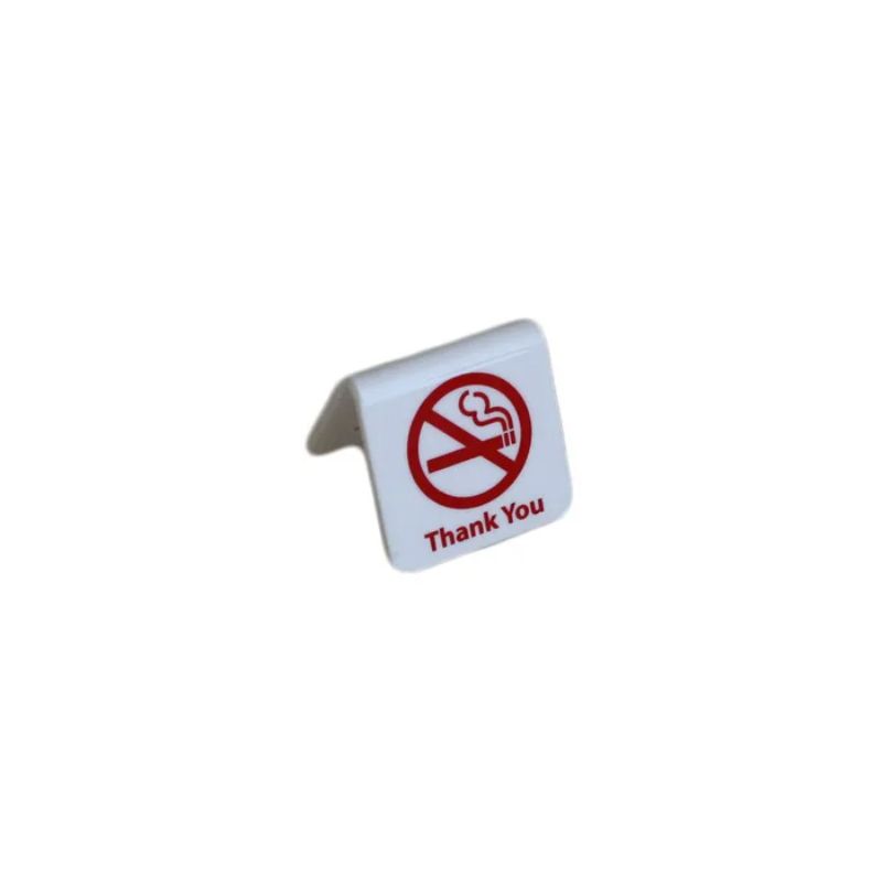 White and red No Smoking sign made of durable acrylic, featuring a bold symbol and 'Thank You' text for clear visibility.