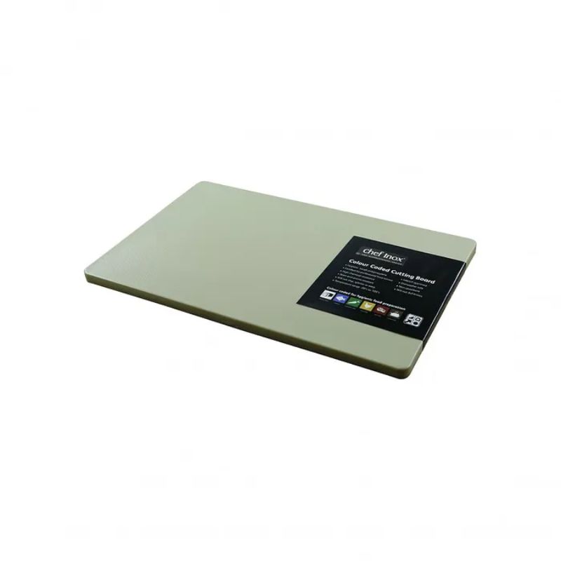 Brown polypropylene cutting board, 530mm x 325mm, ideal for chefs; non-porous, hygienic, and stylish for any kitchen.