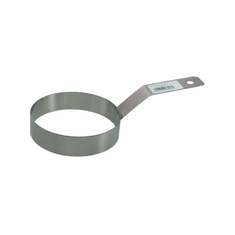 Stainless steel 100mm egg ring for perfectly shaped eggs, ideal for breakfast, burgers, and pancakes.