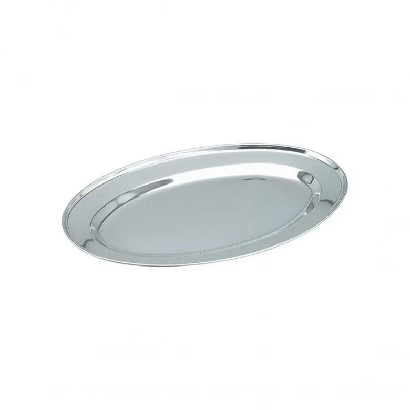 20cm stainless steel oval platter, elegant design for serving appetizers, desserts, or main dishes at any occasion.