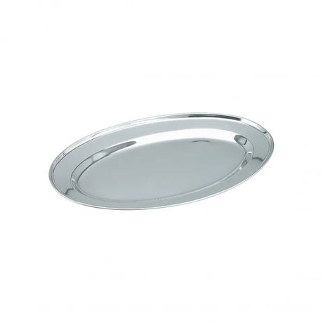 20cm stainless steel oval platter, elegant design for serving appetizers, desserts, or main dishes at any occasion.