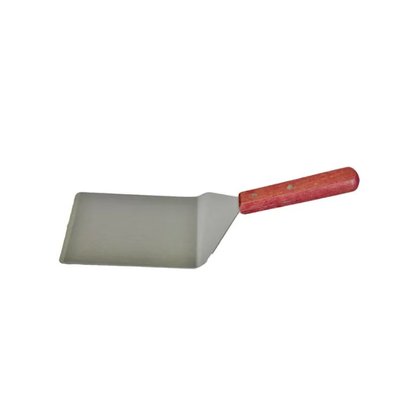 Stainless steel Turner 117x185mm with wood handle, perfect for flipping burgers and pancakes effortlessly.