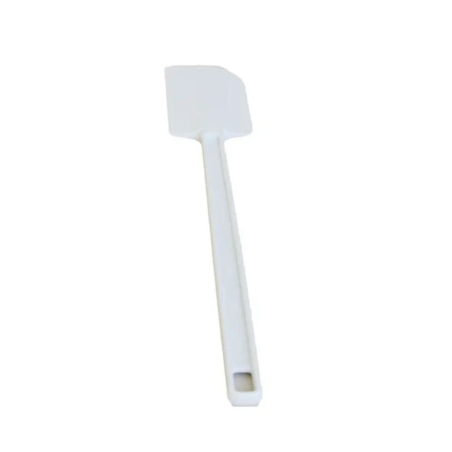 White 35cm spatula with a rubber blade, ideal for mixing, scraping, and gentle on non-stick cookware.