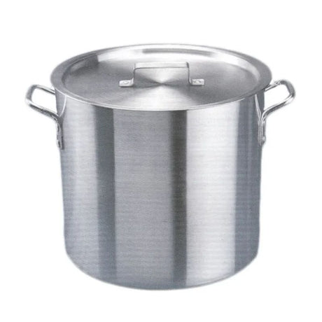 Premier 10L Aluminium Stockpot with a sturdy cover, even heat distribution, and durable 5mm sandwich base for simmering and boiling.