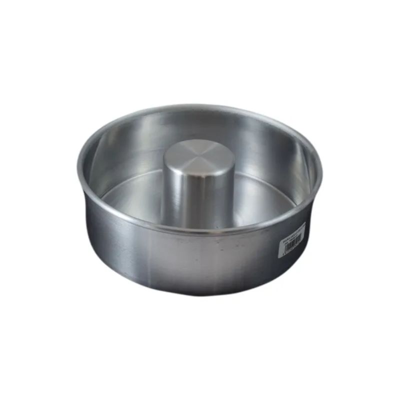 Round aluminium Savrin mould, 200mm diameter and 75mm height, ideal for baking desserts like mousses and cheesecakes.