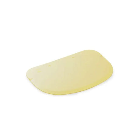 Versatile 118x80mm scraper made of durable polypropylene with a bevelled edge, heat-resistant for mixing and scraping.