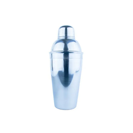 Sleek 16oz stainless steel cocktail shaker, ideal for mixing drinks; durable, ergonomic design enhances your home bar experience.