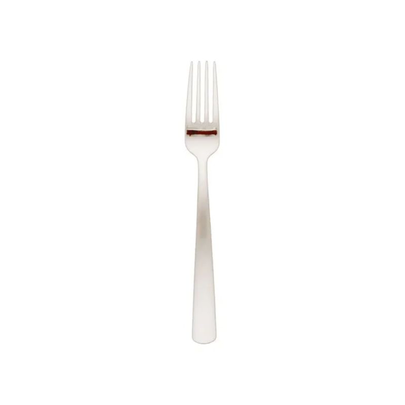 Set of 12 Sienna Dessert Forks made of 18/10 stainless steel, elegantly designed for enjoyable dessert dining.