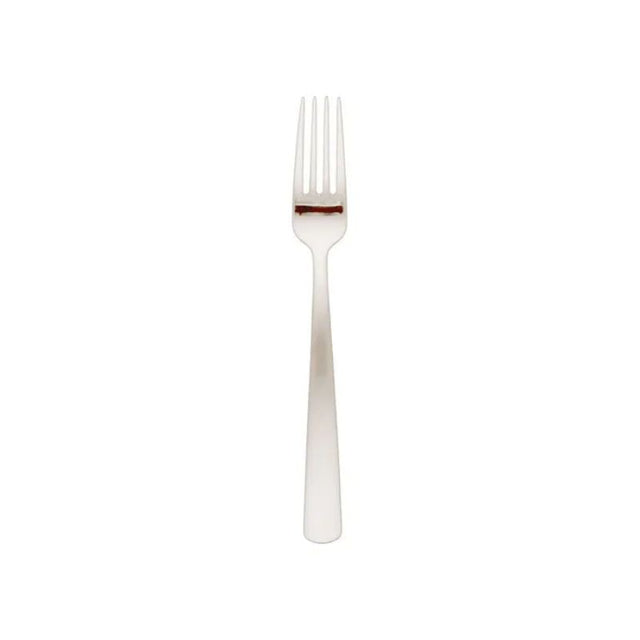 Set of 12 Sienna Dessert Forks made of 18/10 stainless steel, elegantly designed for enjoyable dessert dining.