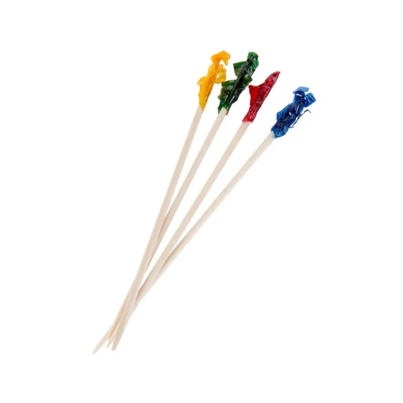 Box of 1000 vibrant frilled toothpicks, each 1.5 x 100mm, perfect for appetizers and garnishes at any event.